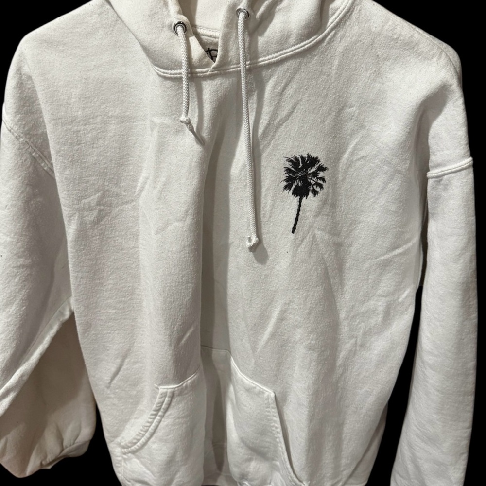 California White Hoodie with Palm Tree